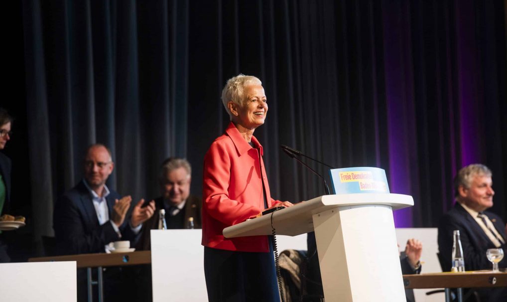 Brigitte Klinkert au congrès du FDP Baden-Württemberg le 21 octobre 2023.